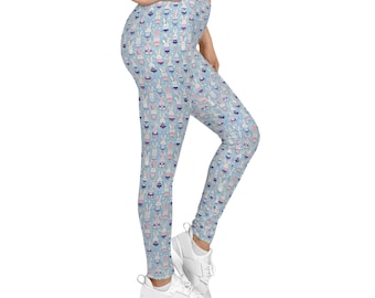 Leggings con estampado de llama adorable / Estampado integral azul claro