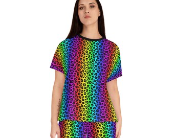 Rainbow Leopard Print Pajama Set | Short Sleepwear