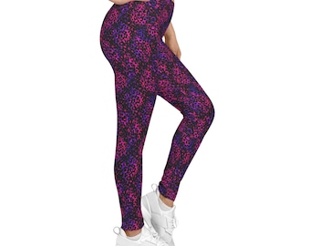 Neon Leopard Print Leggings | Pink Purple Animal Pattern