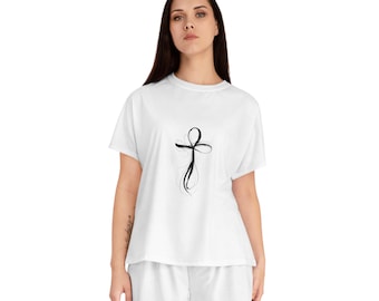 Conjunto de pijama Ankh con pinceladas minimalistas / Conjunto de pijama corto para mujer