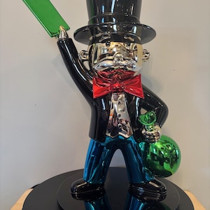 Standing Monopoly Man  - Fiberglass Sculpture 17&quot; inch in Electroplated Pop Art