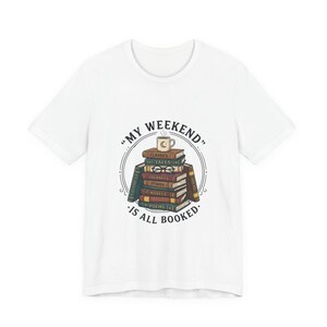 Book Lover T-Shirt | Stacked Books, Coffee Mug, Cozy Reading Tee