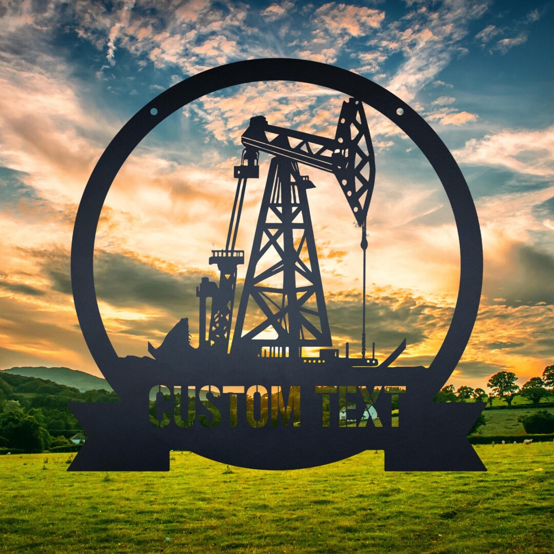 Personalized Oil Rig Metal Sign, Custom Oil Field Wall Art, Rustic ...
