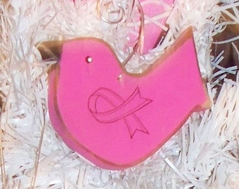 Breast Cancer Birdie Ornament