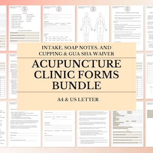 Acupuncture Clinic Forms Bundle: Intake, SOAP Notes, Waivers (A4/US Letter)