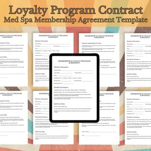 Med Spa Membership Agreement Template, Loyalty Program Contract, Recurring Revenue Contract