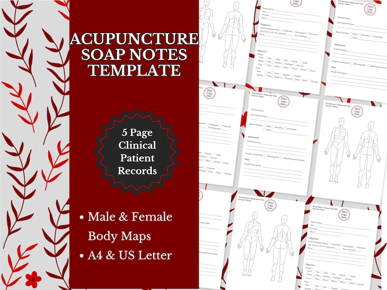 Acupuncture SOAP Notes Template, 5 Page Clinical Records - Etsy Ireland