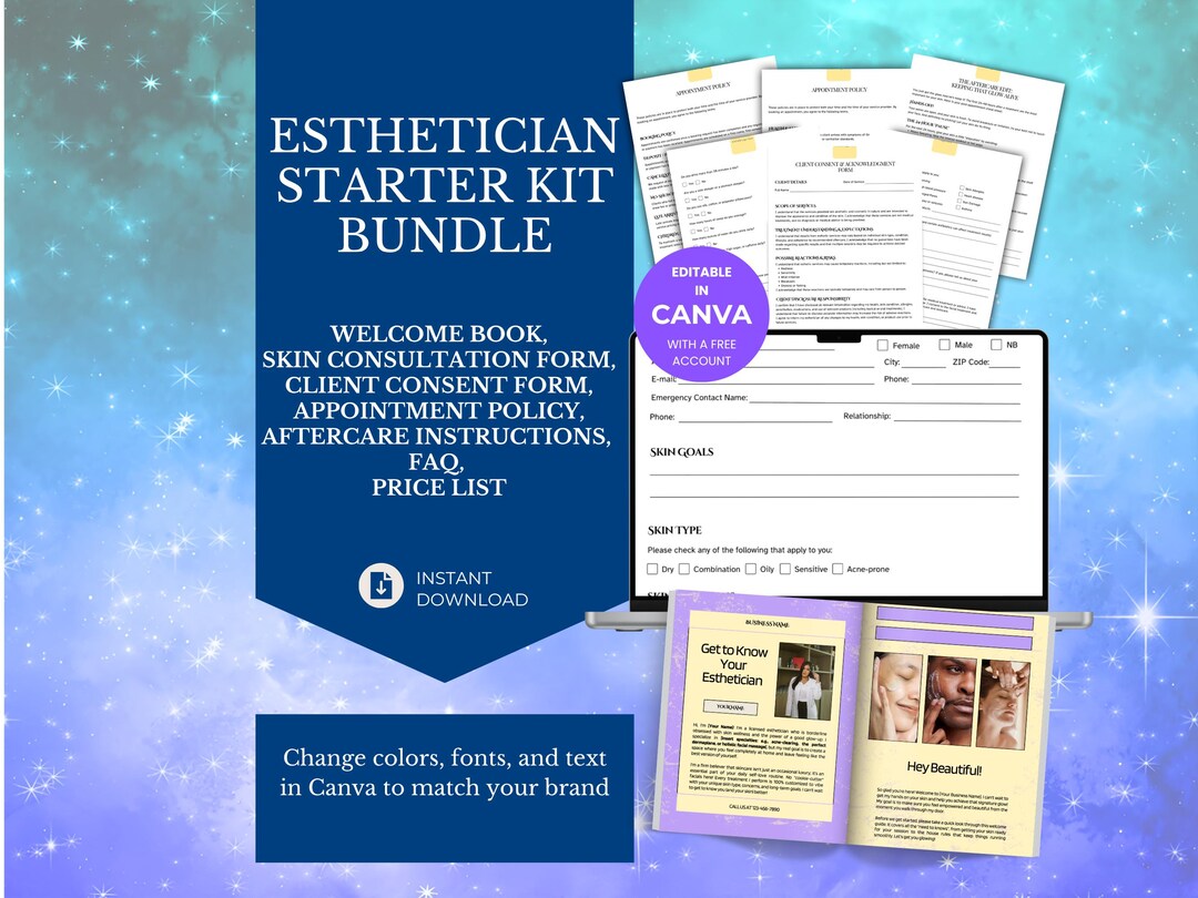 Esthetician Starter Kit | Editable Client Forms, Business Templates ...