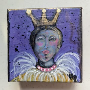 Liten fyrkantig kanvastavla: "Prinsessa i blått" Shadowbox Gallery Art