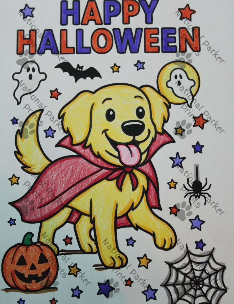 Golden Retriever Halloween Coloring Pages – 20 Printable PDF for Dog ...