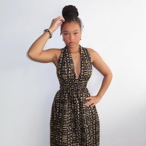 Black and Gold Midi Dress - Etsy UK