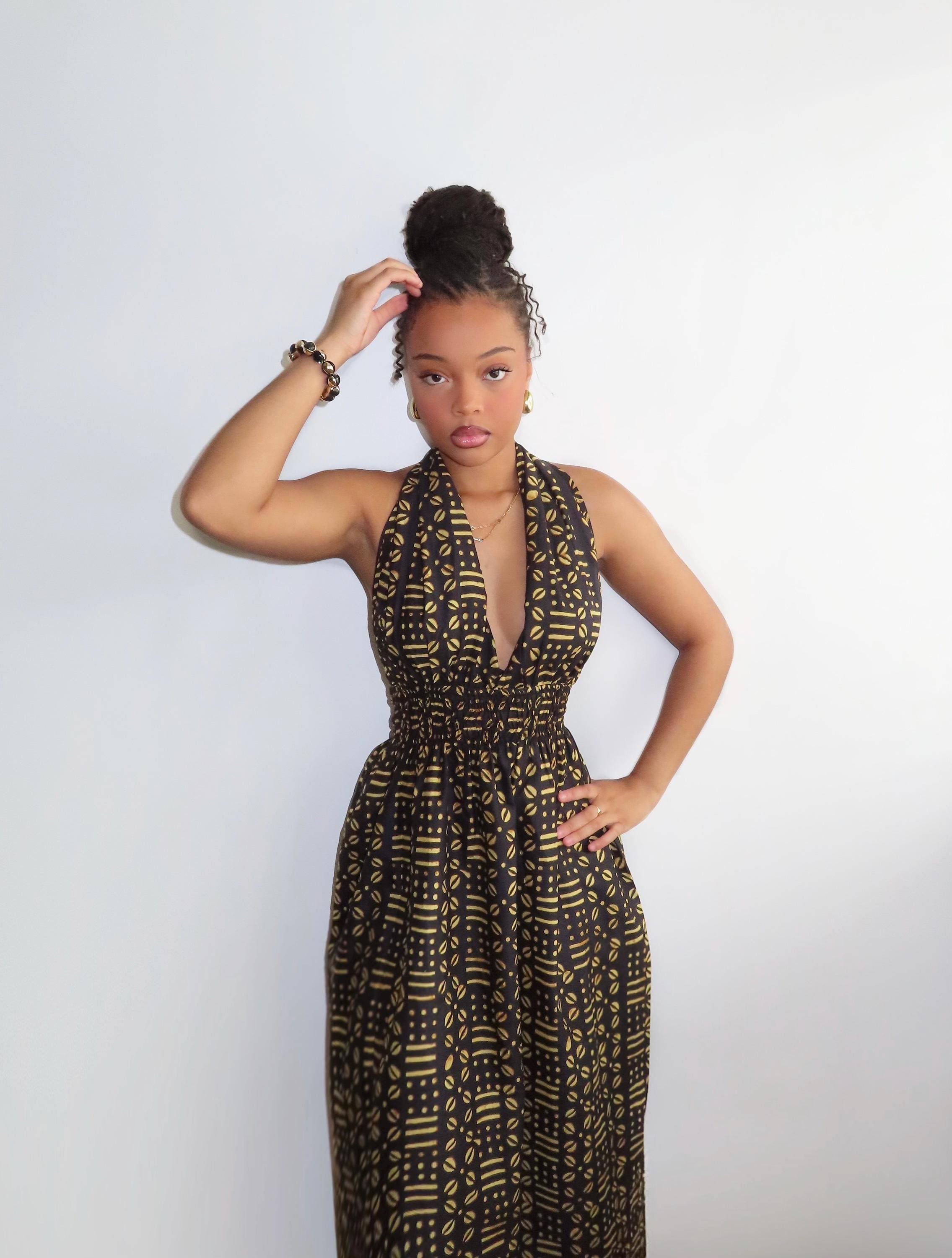 Black and Gold Midi Dress - Etsy UK Black and Gold Midi Dress - Etsy UK