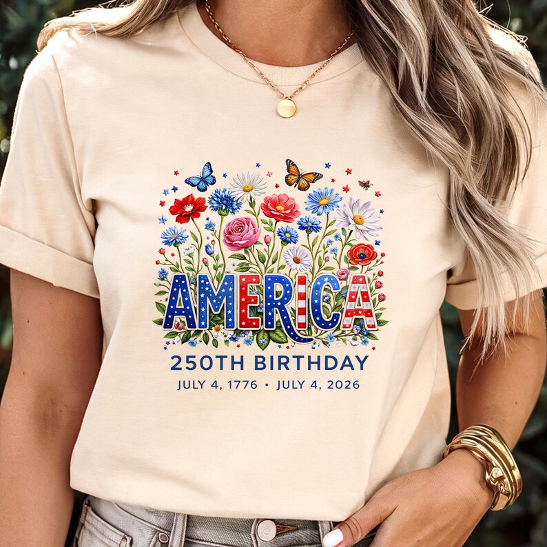 4. Juli 2026, Amerika 250. Geburtstag Dtf Transfer, Floral USA bereit zum Pressen Dtf, Brushstroke Amerika Dtf Druck Bild 11