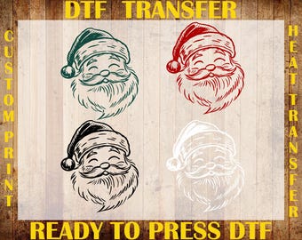Hand Drawn Santa DTF Transfer, Cute Christmas Ready To Press DTF, Green Red White Santa Claus Print, Merry Xmas Iron On