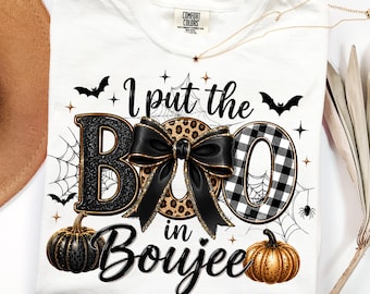 I Put The Boo in Boujee DTF Transfer, Coquette Halloween Ready To Press DTF, Leopard Boujee Ghost Iron On Dtf, Cute Spooky Season Dtf Print
