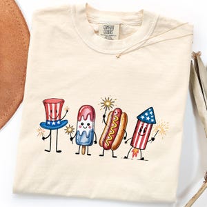 Patriotic Doodle DTF Transfer, Cute Fourth of July Ready To Press Dtf, Popsicle Hotdog Firework Dtf Print, Retro USA Dtf, American Flag Dtf