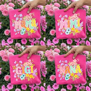 Floral Mama DTF Transfer, Brushstroke Nana Mimi Gigi Mom Ready To Press DTF, Colorful Painted Mama Iron On, Preppy Mother's Day DTF Print