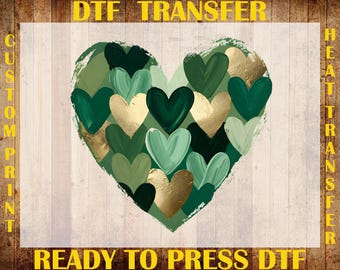 St. Patrick’s Day Heart Brushstroke DTF Transfer, Saint Patrick's Day Ready To Press DTF, Hand Painted St. Patrick’s Day Heart Iron On Dtf