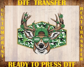 St. Patrick’s Day Buck DTF Transfer, Boys St. Patrick’s Ready To Press DTF, Funny Irish Day DTF, Retro St. Patrick's Hunting Deer Iron On