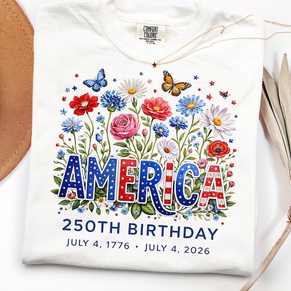 America 250th Birthday DTF Transfer, Floral USA Ready To Press Dtf, Brushstroke America Dtf Print, Girly Patriotic Dtf, 4th of July 2026 Dtf