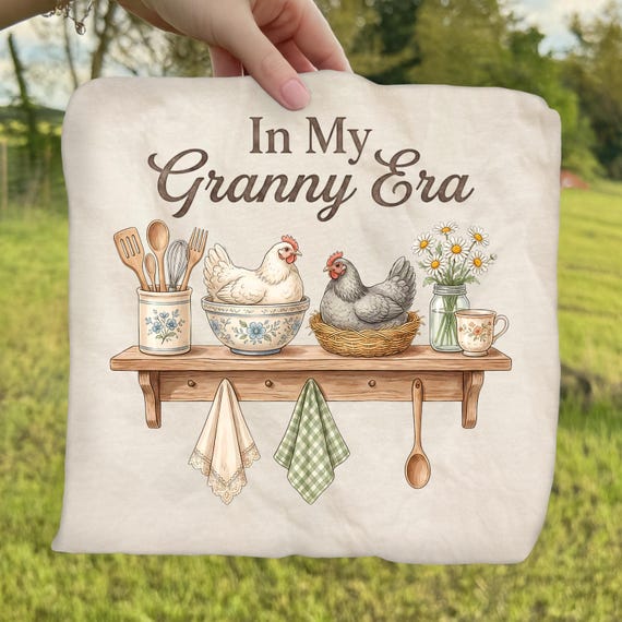 In My Granny Era DTF Transfer, Vintage Goose Kitchen Shelf Art Ready To Press DTF, Retro Cottagecore DTF, Hand Drawn Grandma Core Doodles