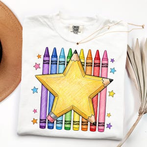 Striped Teacher Back To School Pencil Crayons DTF Transfer, Pre-k To Fourth Grade Teacher Ready To Press DTF, First Day of School Iron On