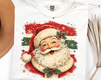 Preppy Santa Christmas DTF Transfer, Trendy Striped Santa Ready To Press DTF, Funny Xmas Holiday DTF, Merry Christmas Dtf, Retro Santa Claus