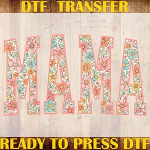 Floral Mama DTF Transfer, Preppy Motherhood Ready To Press DTF, Vintage Grandma Mama Iron On, Varsity Mama Print, Wildflower Mama Dtf Print