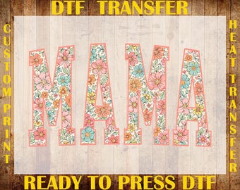 Floral Mama DTF Transfer, Preppy Motherhood Ready To Press DTF, Vintage Grandma Mama Iron On, Varsity Mama Print, Wildflower Mama Dtf Print
