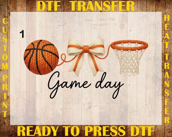 Game Day Basketball DTF Transfer, Faux Yarn Basketball Ready To Press DTF, Crochet Basketball Hoop Iron On, Basketball Mom DTF, Sport Lover