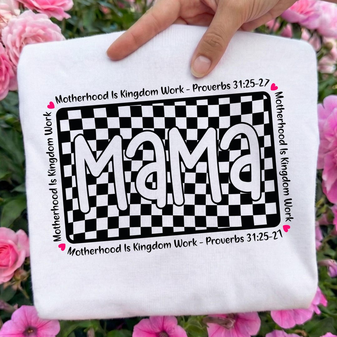 Retro Checkered Mama DTF Transfer, Motherhood is Kingdom Work Ready to ...