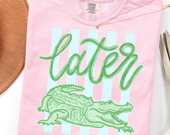 Funny Later Gator DTF Transfer, Summer Beach Ready To Press DTF, Stripes Pink Teacher DTF, Last Day of School Dtf, Trendy Coastal Iron On