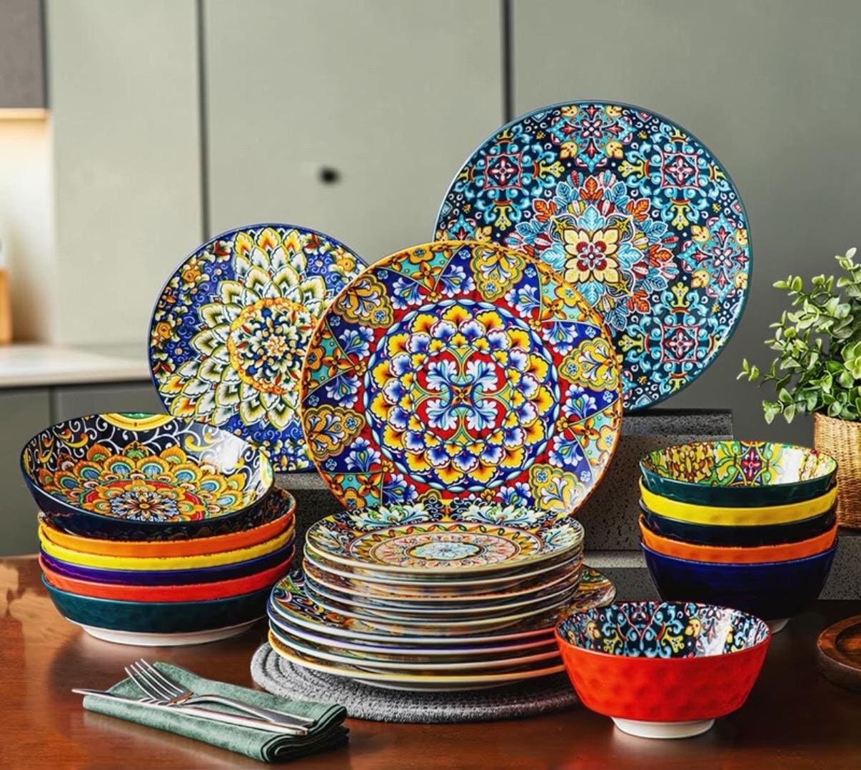 Bunte teller set