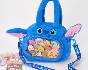 Blue Plush Bunny Ita Bag | Kawaii Clear Tote Kids Crossbody bag gfit for Student