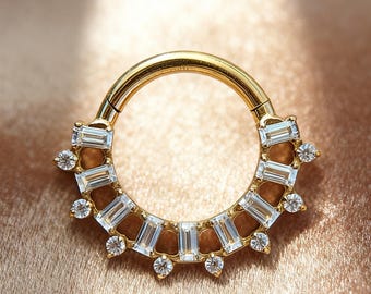 16G Titanium Cartilage Earrings Septum Hinged Segment Ring CZ Paved Lip Conch Daith Rook Helix Tragus Lobe Snug Body Piercing 8mm/10mm.