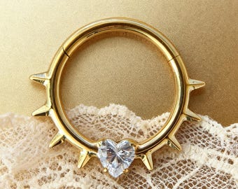 16G Titanium Cartilage Earrings Septum Hinged Segment Ring CZ Paved Lip Conch Daith Rook Helix Tragus Lobe Snug Body Piercing 8mm/10mm.