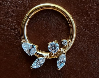 16G Titanium Septum Rings Hinged Septum Jewelry Ring CZ Paved Lip Conch Daith Jewelry Helix Tragus Lobe Snug Piercing 8mm/10mm.