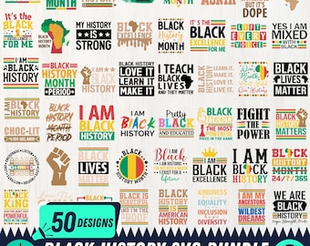 50 Black History Month SVG PNG Bundle | Black History Svg Png | Juneteenth Png Bundle | African American | Black People | Black Culture