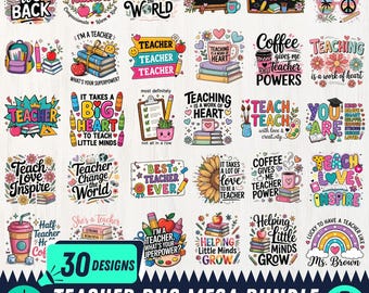 Teacher PNG Bundle | Boho Teacher PNG | Teacher Appreciation | Back to School | Rainbow Teacher Life Sublimation | Teacher Shirt Designs