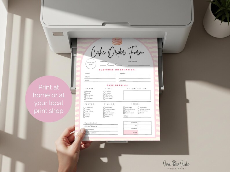Cake Order Form Template | Bakery and Small Business Printable ...