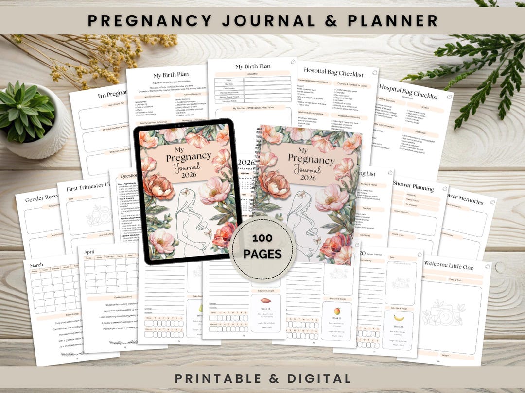 Pregnancy Calendar & Journal | Weekly Tracker | First Time Mom Planner ...