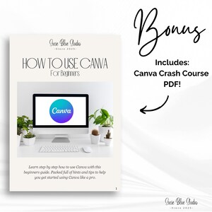 Bonus Canva crash course PDF included with cookie order form template for beginner-friendly editing