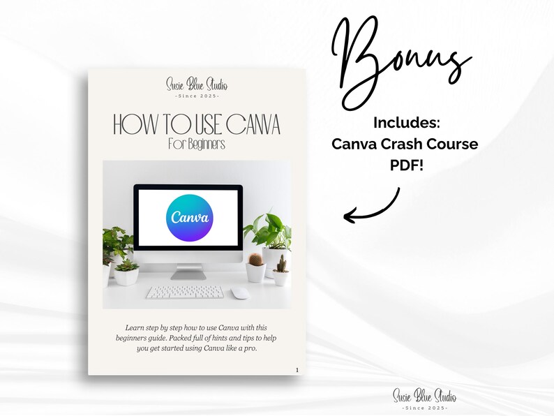 Bonus Canva crash course PDF included with cookie order form template for beginner-friendly editing