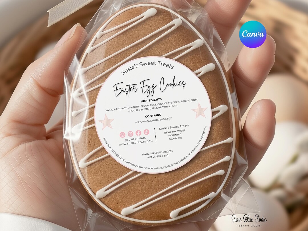 Cottage Food Label Template | Editable Small Bakery Tag | Printable ...