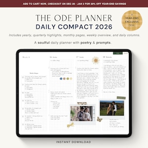 2026年デイリーデジタルプランナー – OdeコンパクトPDFプランナー（iPad・タブレット対応、Goodnotes、Notability）