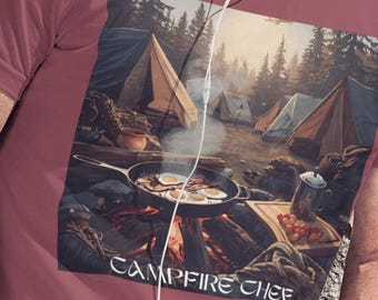 Camiseta de chef de fogata / Camiseta con escena de campamento rústico