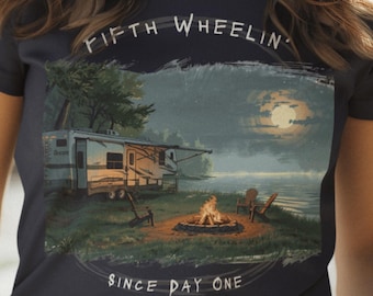 Fifth Wheelin'-skjorta: Husbilsentusiaster, unisex kortärmad t-shirt, 6 färger, bomullsblandning