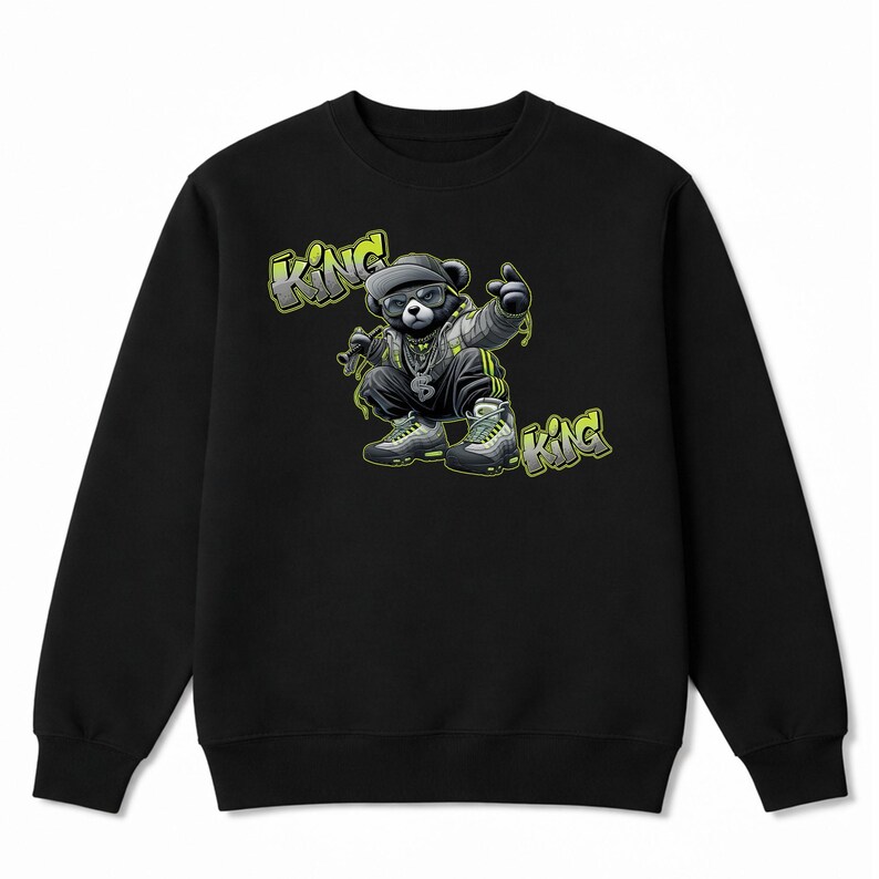 Air Max 95 Big Bubble Neon Yellow Black Cool Grey 2026 OG T Shirt Match BEAR KING image 4