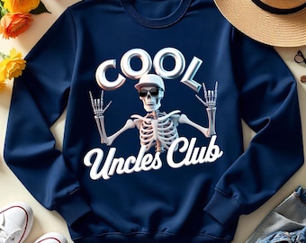 Cool Uncles Club Skeleton PNG, Funny Uncle Shirt Design, Trendy Skeleton Art for Gifts & Apparel, Digital Download Clipart