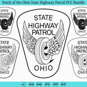 Paquete de archivos SVG para el parche de la Patrulla de Carreteras del Estado de Ohio, emblema SVG de la Patrulla de Carreteras del Estado de Ohio, insignia SVG de la OSHP, archivos de corte para Cricut y Silhouette de la OSHP